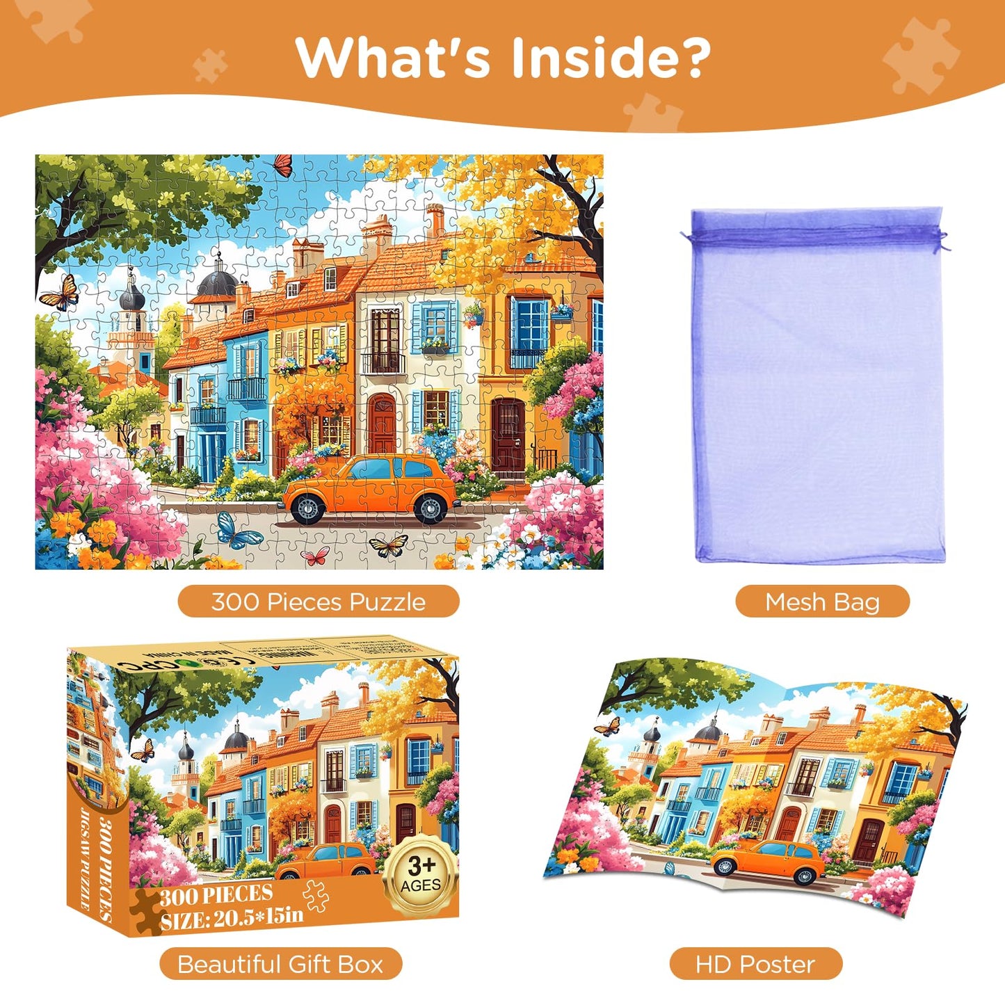 Jigsaw Puzzles 300 Pieces for Kids mature-themeds Seniors  Car Butterfly Puzzles for mature-themed  Recycled Paper 300 Pieces Puzzle as Home Decor  Sturdy Puzzle Challenging Family Game Great Gift