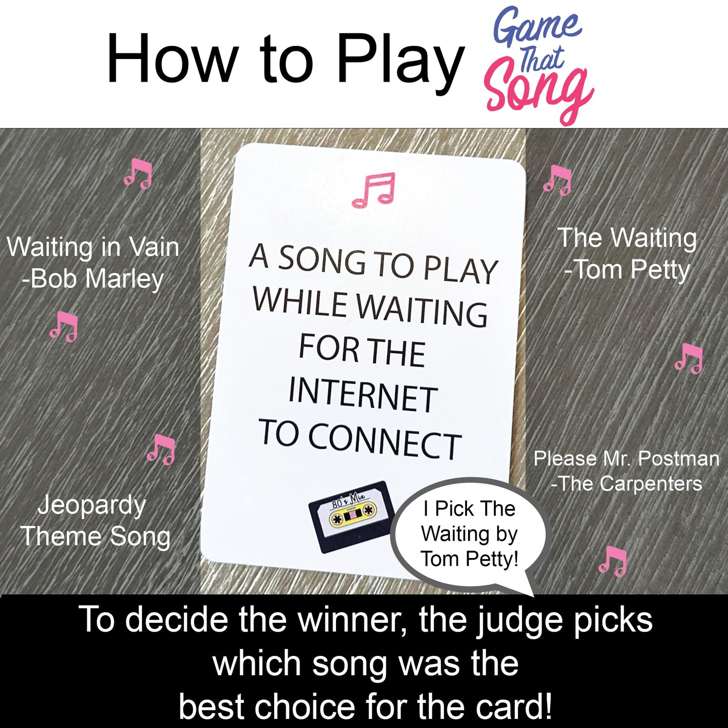 Game That Song 80's Mix Expansion - 50 New Music Cards - Fun Card Game for Family & Teens - Multicolor, Paper