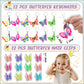 Joyvorite 144 Pcs Butterfly Party Favors Set with Butterfly Straws Keychains Slap Bracelet Tattoo Stickers Wristbands Hair clips
