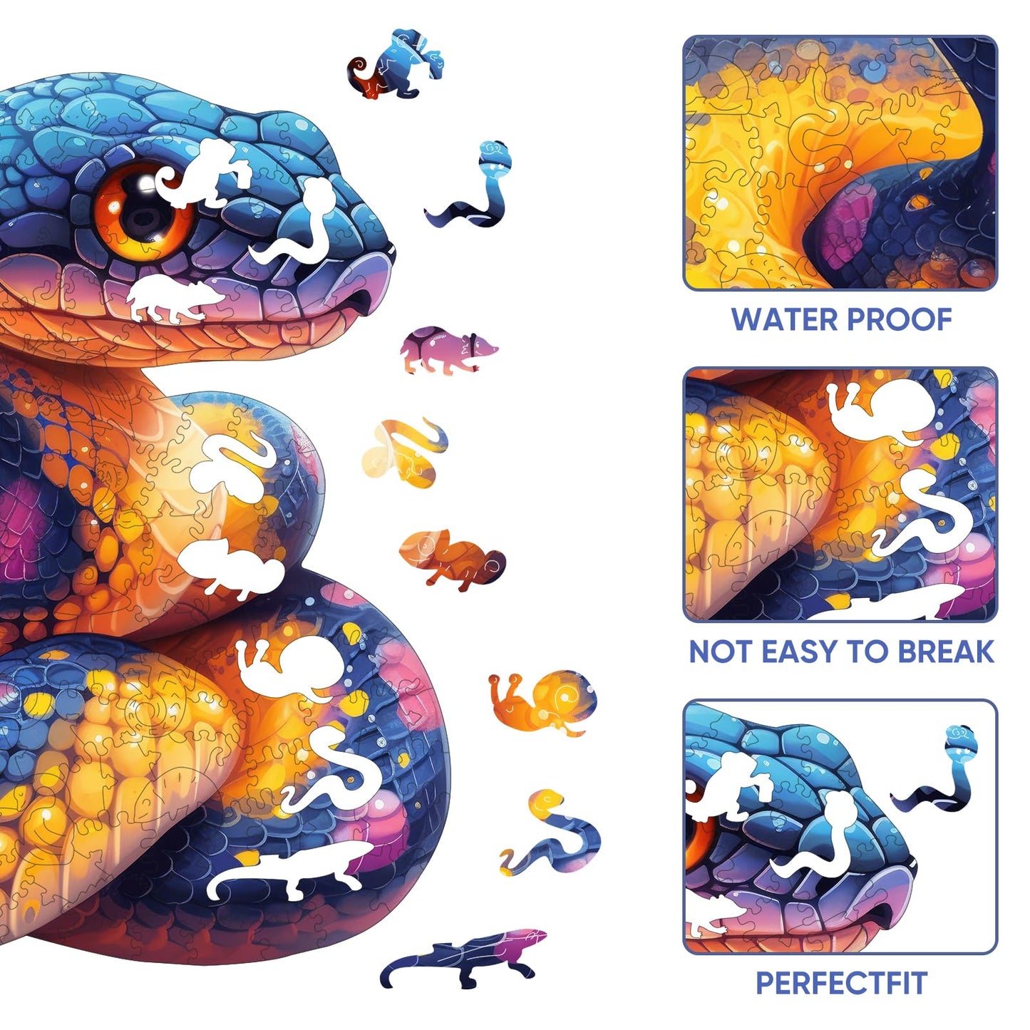 Wooden Puzzle For Adults, Snake Wooden Jigsaw Puzzles(10.8 * 11In-200Pcs), Medium,Unique Shape Adult Puzzles,Irregular Wood Puzz