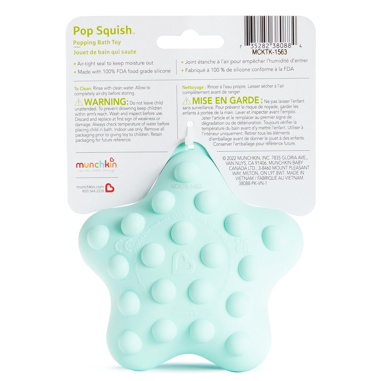 Munchkin® Pop Squish™ Bath Toy, Mold Free Baby And Toddler Bathtub Toy With Sensory And Fidget Play, Starfish