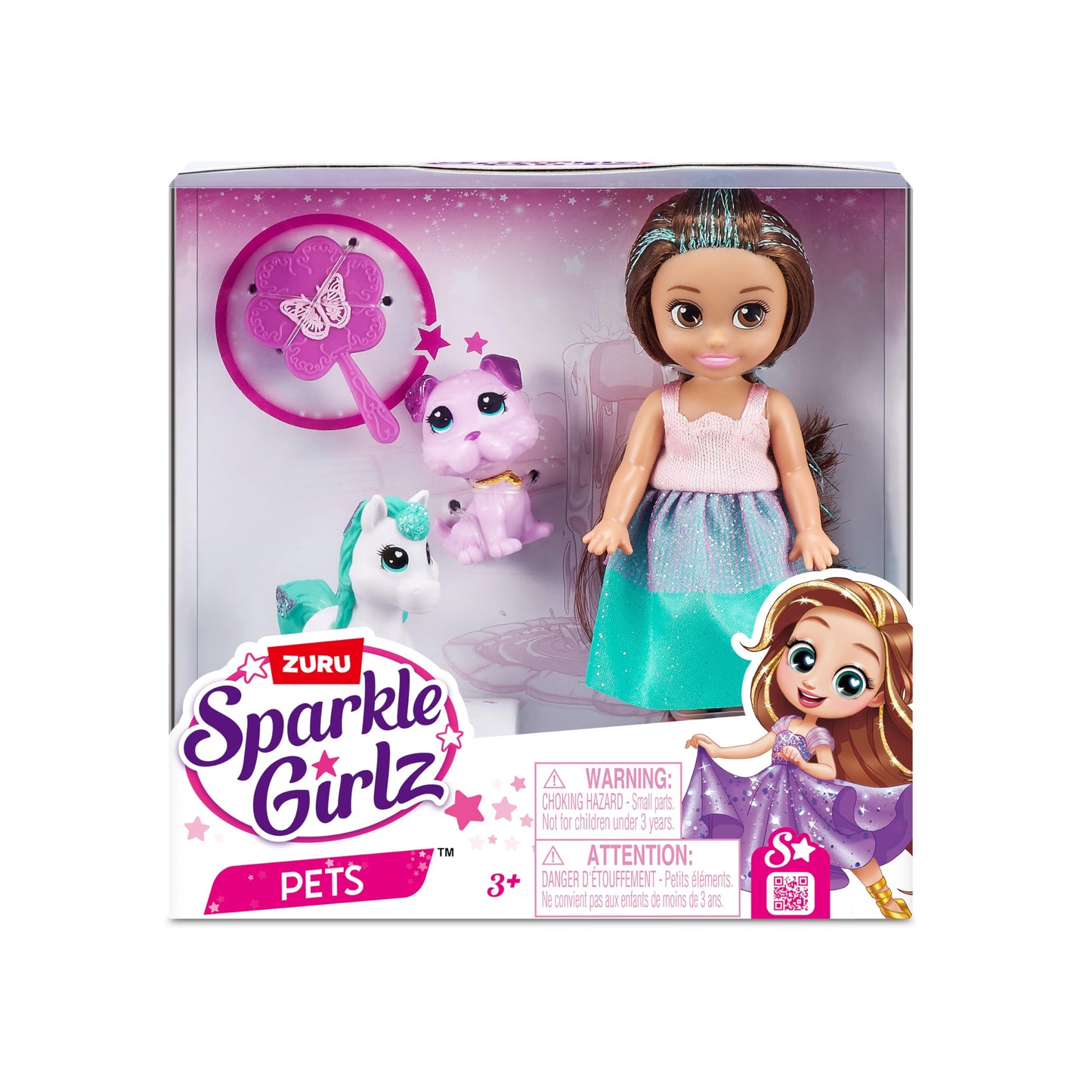 Sparkle Girlz Princess Doll And Pet Set (Pink & Cat Set) By Zuru 2 Pets, Hair Styling For Kids, Dog, Cat, Unicorn, Nurture Toys