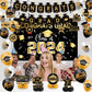 Graduation Decorations Class Of 2024,Gold Themed Graduation Decorations Set,Class Of 2024 Backdrop Banner,Graduation Hanging Swi