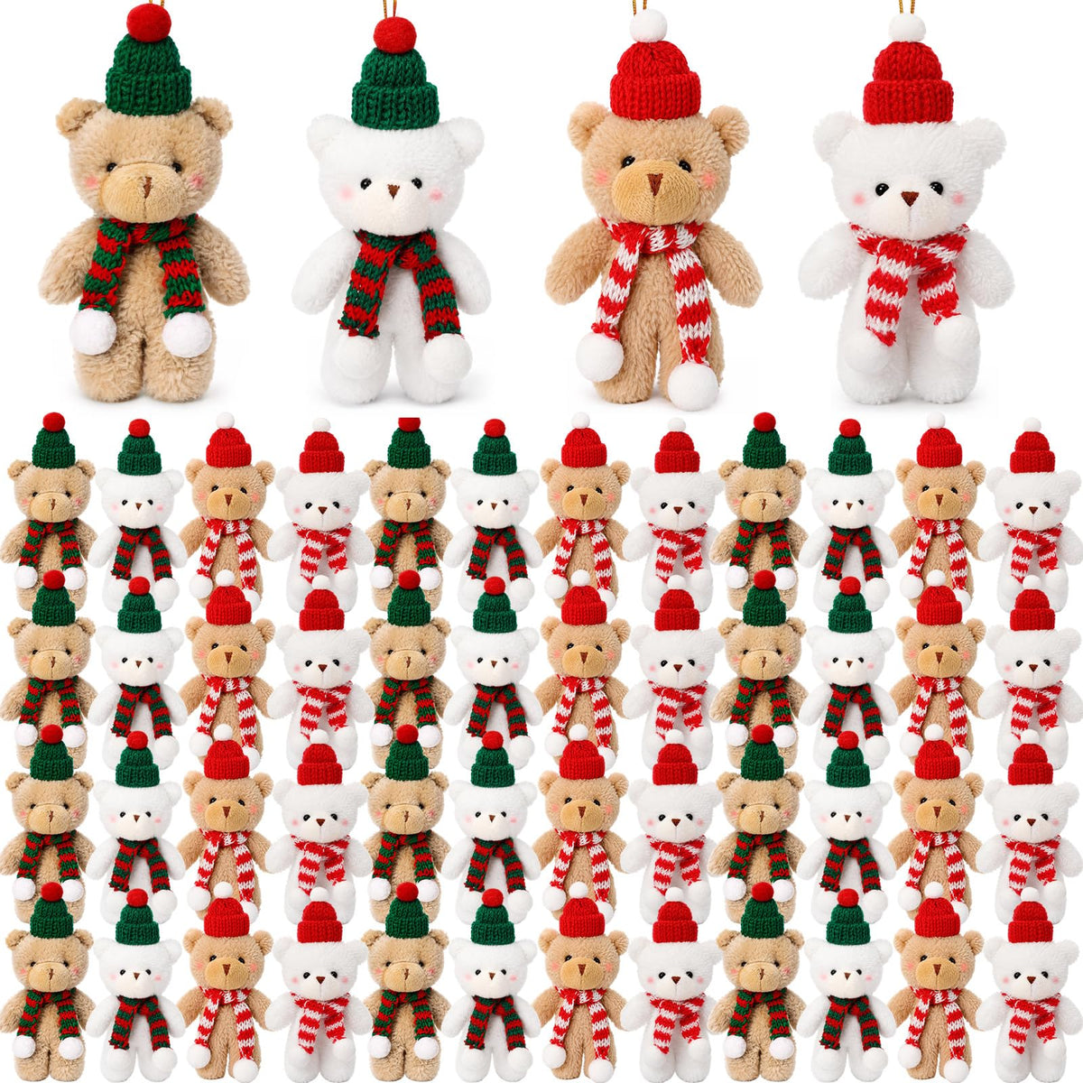 Hiboom 96 Pack Christmas Plush Bear 6 Inch Mini Stuffed Bear Party Favors