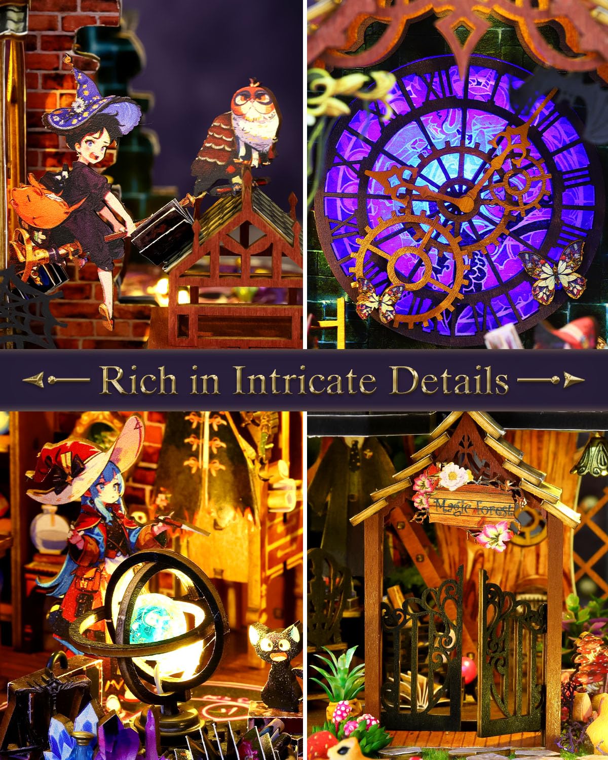 Ourmiao Miniature House Kit Magic Forest, Diy Mini House Building Kit, Miniature Kit For Adults With Furniture And Leds, Great G