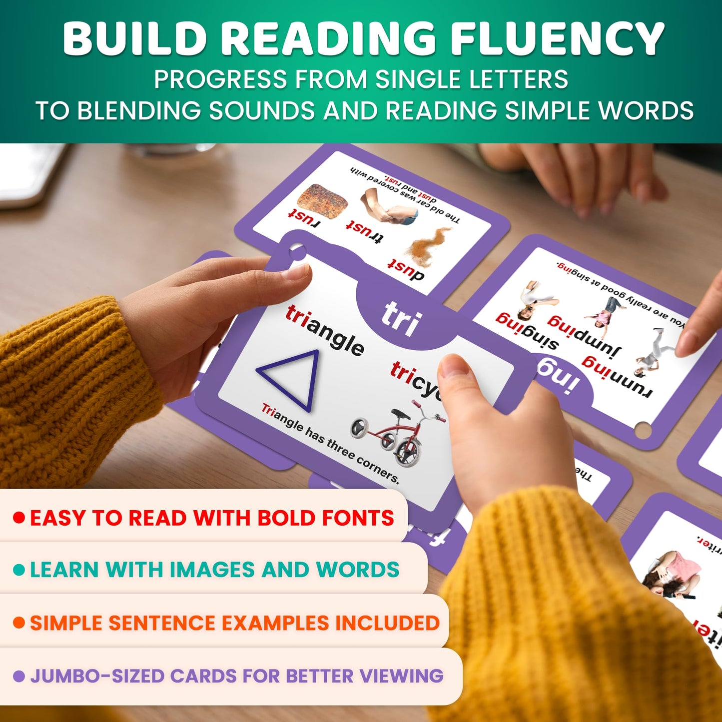 Quokka Phonics Flash Cards For Kids Ages 4-8 - 20 Phonic Stages 260 Card Games For Kids Ages 3-5 And 6-8 - Learn To Read Games &