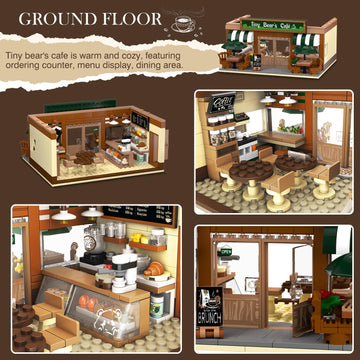 Insoon City Coffee House Building Set With Light, 1173 Pcs Cafe Shop Building Block Toy With Ordering Counter Baking Room, Architecture Construction Model For Adults Teens Kids Boys Girls Ages 6-12+