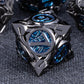 Kerwellsi Metal Dnd Dice Set D&D, 7Pcs Nature Vines Leaf Dungeons And Dragons Role Playing Dice With Gift Box, Black Blue Polyhe
