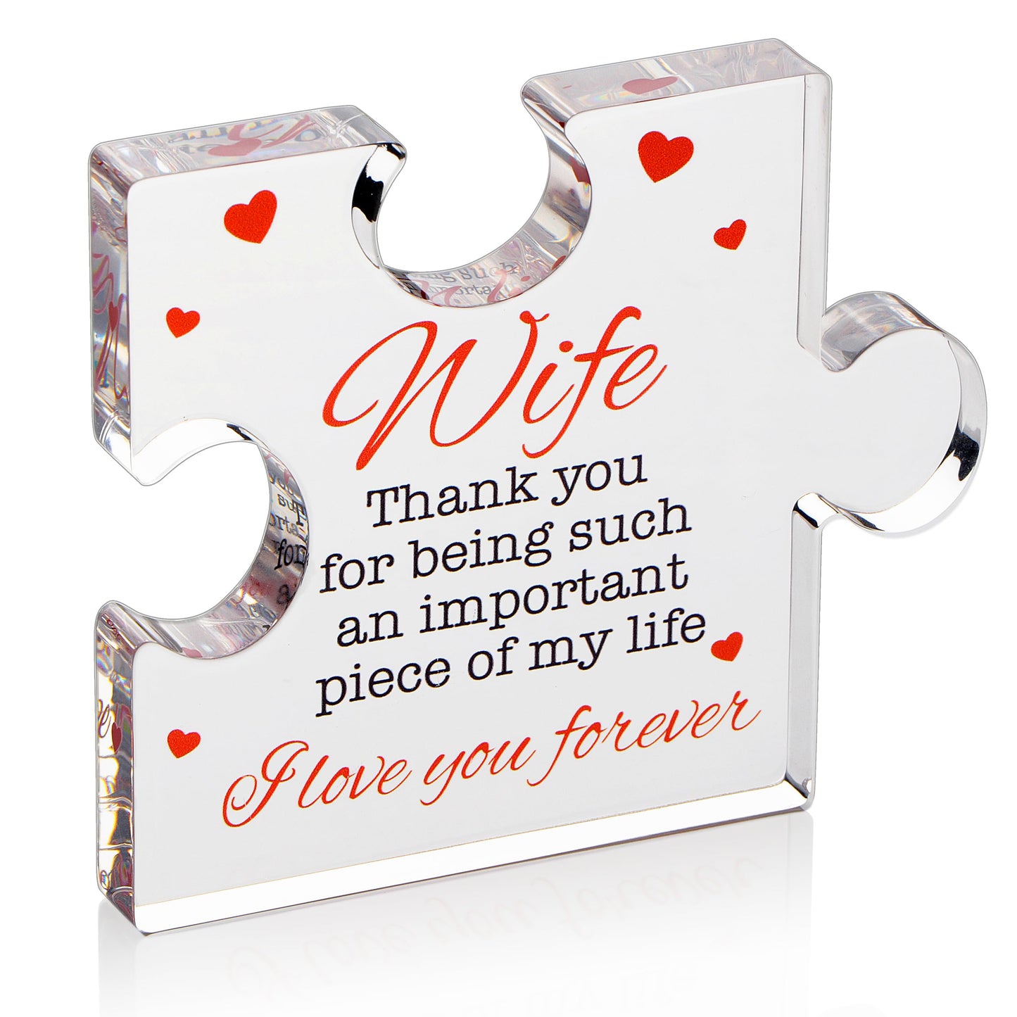 Gifts For Wife - Engraved Acrylic Block Puzzle Wife Gift 3.35 X 2.76 Inch - Cute Wife Gifts From Husband - Novelty Birthday, Chr