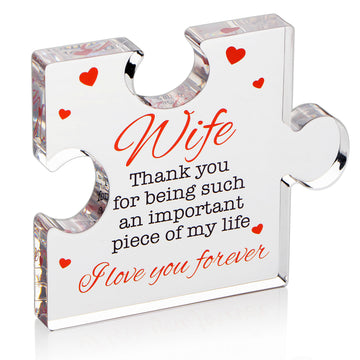 Gifts For Wife - Engraved Acrylic Block Puzzle Wife Gift 3.35 X 2.76 Inch - Cute Wife Gifts From Husband - Novelty Birthday, Chr