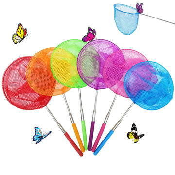 6 Pack Insect Catching Nets, Telescopic Stainless Steel Pole, Fishing Nets,Butterfly Nets, Nature Exploration Toys For Kids Outd