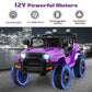 Olakids Kids Ride On Truck, 12V Electric Vehicle Jeep Car With Remote Control, Toddlers Battery Powered Toy With 2 Speeds, Spring Suspension, Double Open Doors, Led Light, Music, Tf, Usb, Mp3 (Purple)