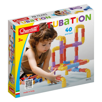 Quercetti Tubation - 40 Piece Interlocking Pipeline Maze Building Set - Open Ended Construction Toy For Ages 3 And Up (Made In I