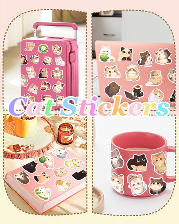 300 Pcs Cat Stickers For Kids, Cute Water Bottle Stickers Kawaii Stuff For Classroom Prize, Cute Things Vinyl Students Gifts Cat