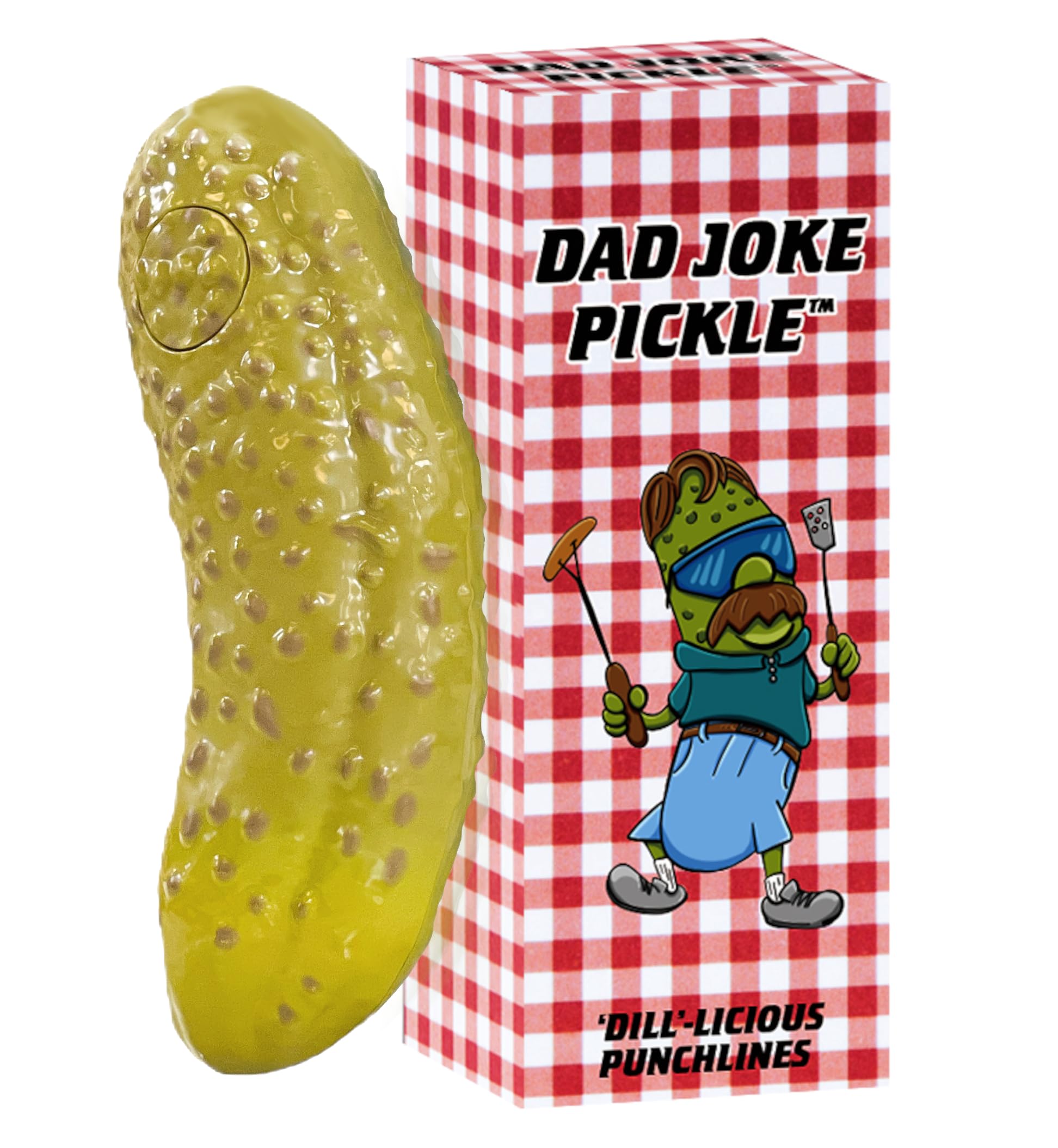 Dr Dingus Dad Joke Pickle Button - 100+ Best Jokes - Dill-Lightful Gift For Father Or Family - Makes Everyone Laugh
