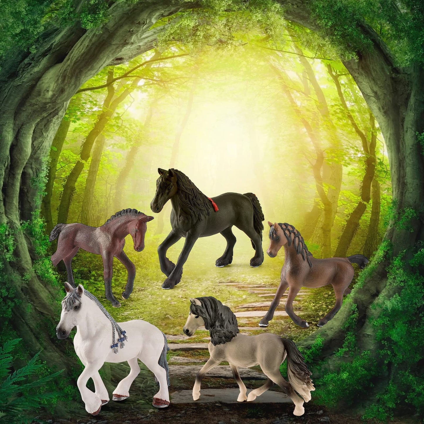 Gufoponas Horse Toys For Girls 5Pcs Horse Figurines Set Plastic Toy Horses For Boys Realistic Collection Horse Mare Farm Animals