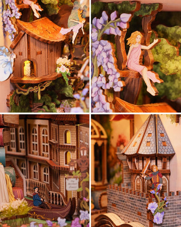 Tonecheer x British Library DIY Book Nook Kit, Shakespeare 3D Wooden Puzzle for Adults, Miniature House Kit Booknook Bookshelf I