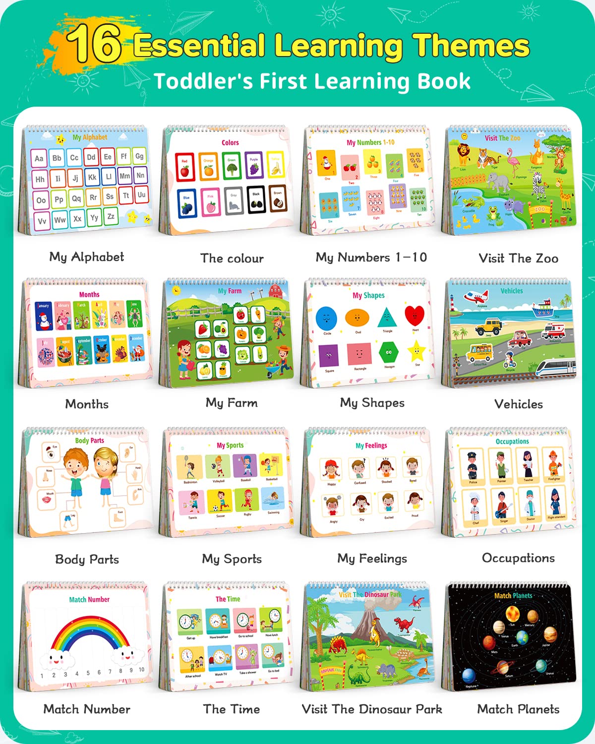 Busy Book for Toddlers,Montessori Preschool Learning Activities,32 Themes Educational Toys for 1-3,Autism Learning Materials Toy