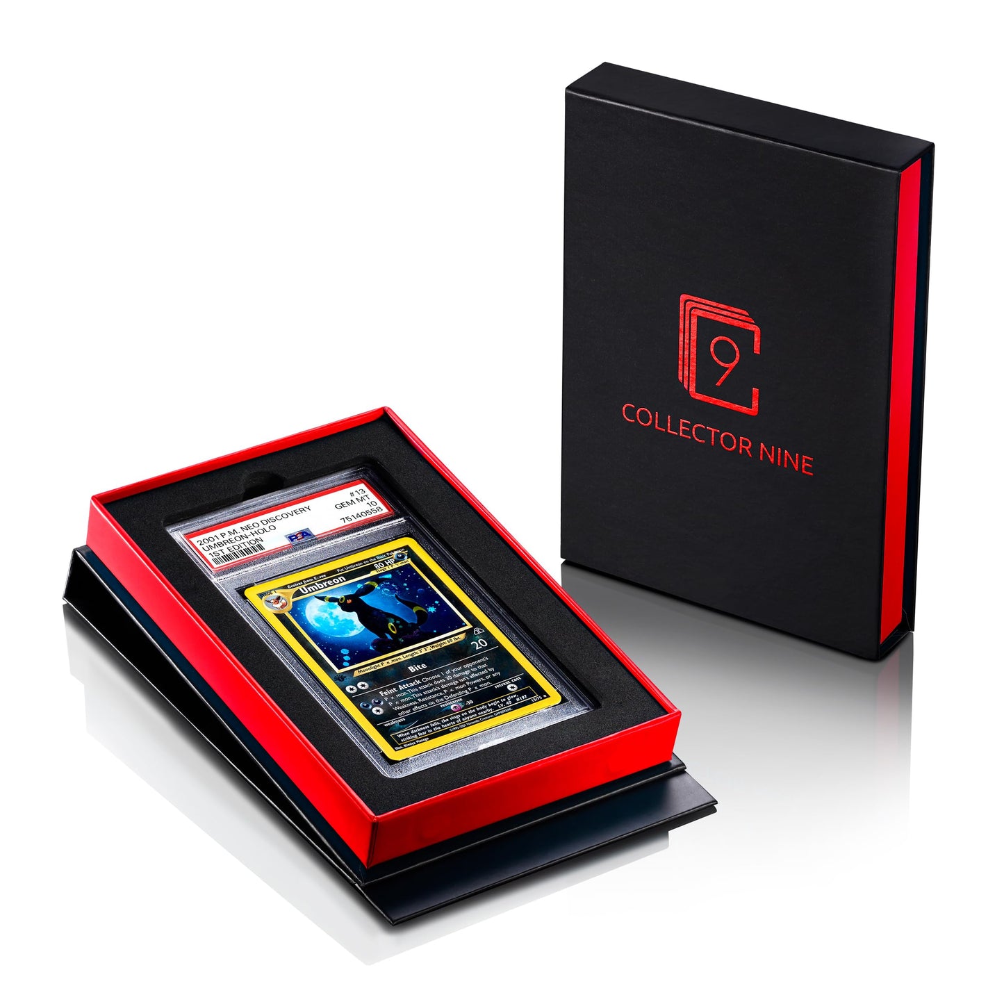 Collector Nine PSA/CGC Display Gift Case Magnetic Flip | Graded Card Storage Slab Shipping Box Holder (Red, PSA/CGC Single)