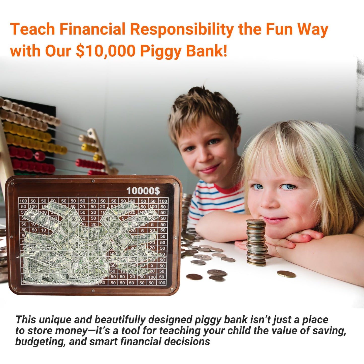 Piggy Bank For Adults 10000 Saving Challenge Cash Wooden Box