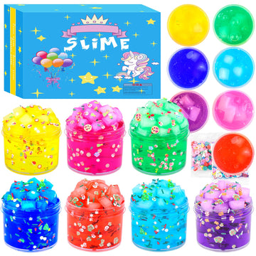 7 Pack Slime, Jelly Cube Crunchy Slime, Super Soft And Non-Sticky Clear Slime Kit, Christmas Slime Party Favors For Girls And Bo
