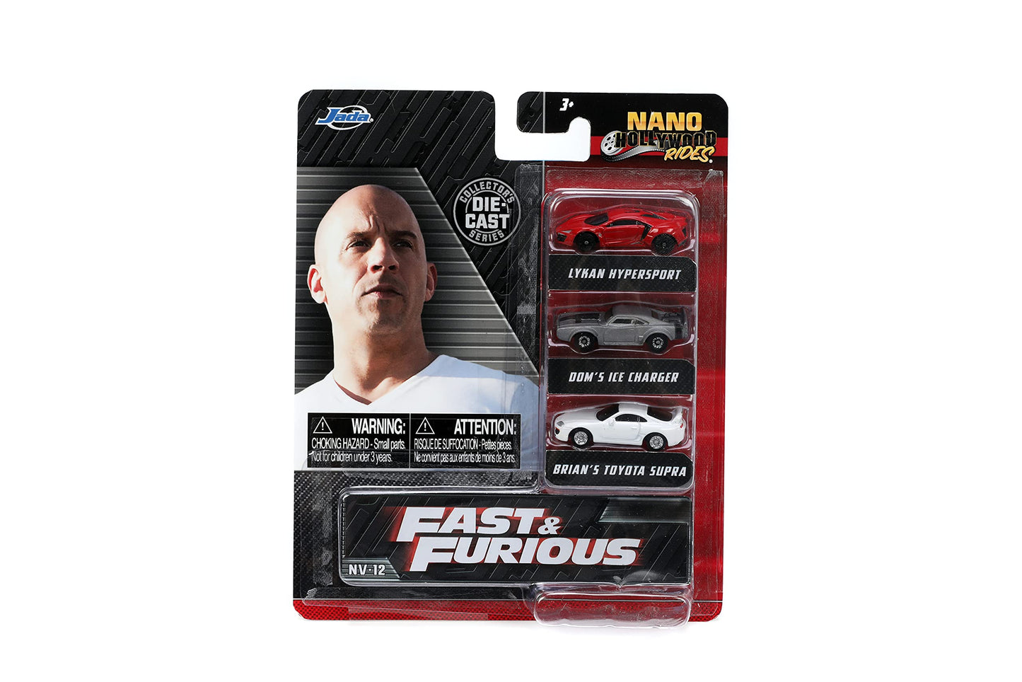 Fast & Furious 1.65'' Nano 3-Pack Wave 4 Die-Cast Cars, Toys For Kids And Adults,Red