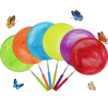 Skrtuan Kids Telescopic Butterfly Fishing Nets Great For Catching Insect Net Perfect Outdoor Tools For Catching Bugs Fish Insect Ladybird, Extendable 34 Inches And Anti Slip Grip (6 Pack)