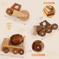 MONT PLEASANT Wooden Construction Vehicle Toy Set of 3  Toddler Montessori Toys Cement Truck Bulldozer Steam Roller Toy Car with Rolling Wheels  Kid Construction Toys Educational Gift for Boys & Girls