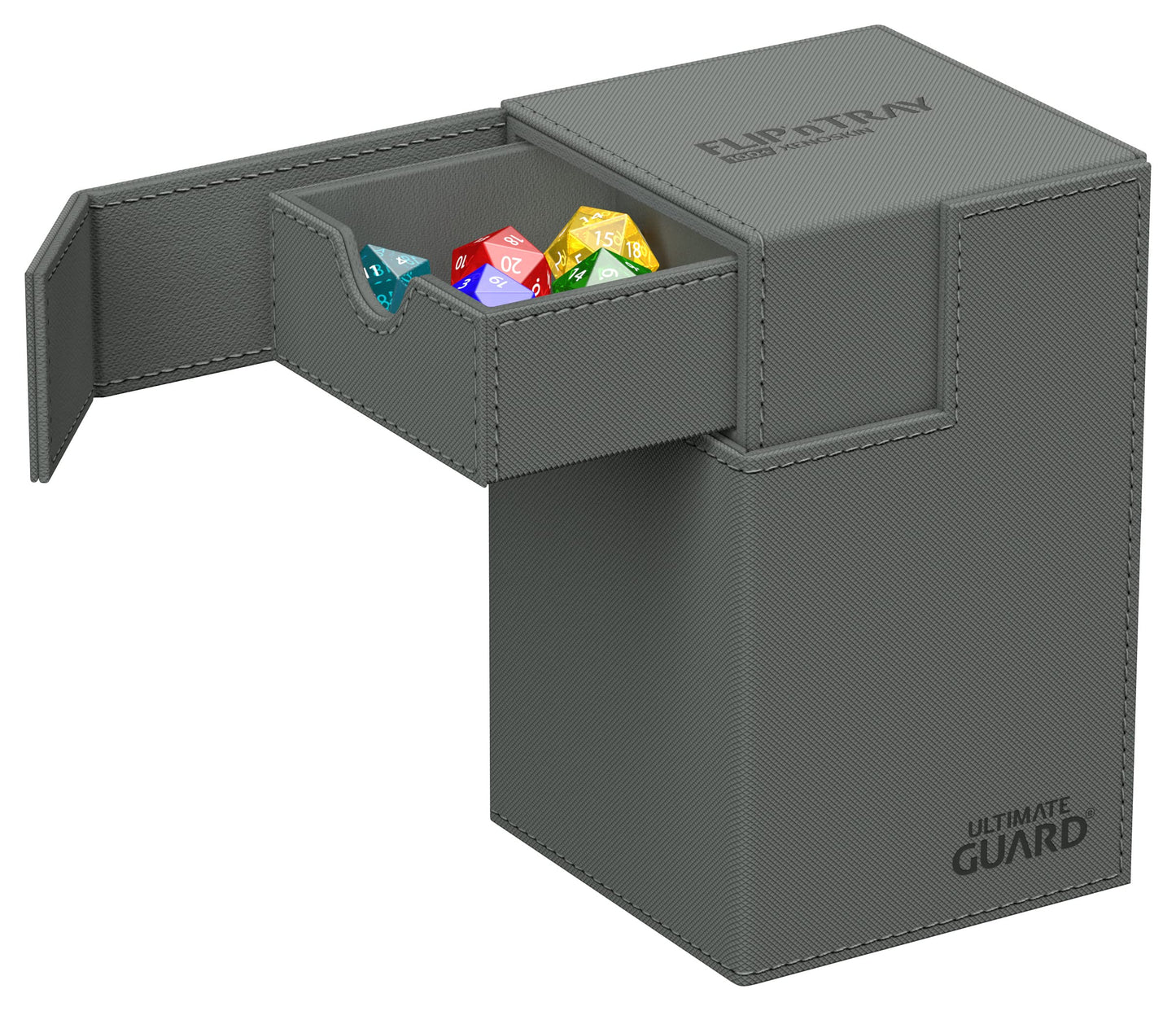 Ultimate Guard Flip'N'Tray 100+, Deck Case For 100 Double-Sleeved Tcg Cards + Dice Tray, Grey, Independent Magnetic Closure & Microfiber Inner Lining