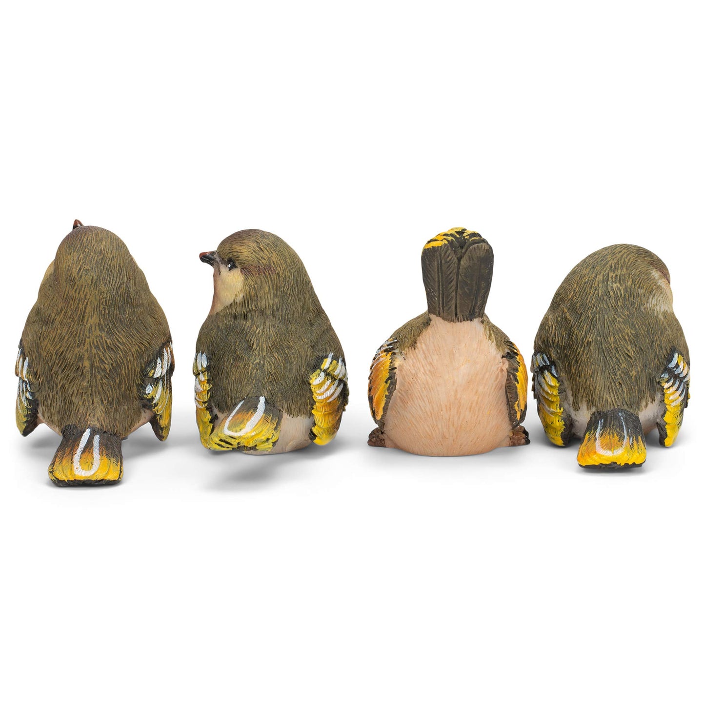 RAZ Imports Striped Wing Bird Figurine Set of 4, Resin, 2.5 x 2.25 inch, Sage Green