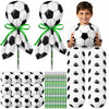 Seenelling 12 Pack Soccer Party Favors Bulk for Kids Toys Lollipop Stationery Set Contains Soccer Beach Balls Stress Balls Penci