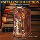 Quanquer Diy Book Nook Kit - Diy Dollhouse Booknook With Led Light - 3D Wooden Puzzle Miniature House Kits Bookends - Diy Crafts For Adults - Bookshelf Insert Decor - Gifts Family And Friends