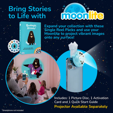Moonlite Storytime Goodnight Already Storybook Reel, A Magical Way To Read Together, Digital Story For Projector, Fun Sound Effects, Toddler Early Learning Toys Gifts For Kids Ages 12 Months And Up