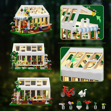 Flower House Building Set Toy With Led Light,Gifts For 6+ Boys Girls Adult,Compatible With Lego(688 Pieces)