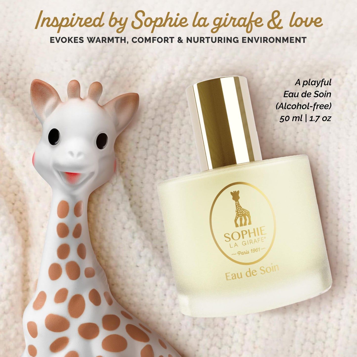 Sophie la girafe Eau de Soin (Scented Skincare Water) | Includes Sophie Teether | fermented-style flavor Free | Nostalgic Childhood Scent of Orange Blossom & Vanilla (50 ml or 1.7 fl oz)