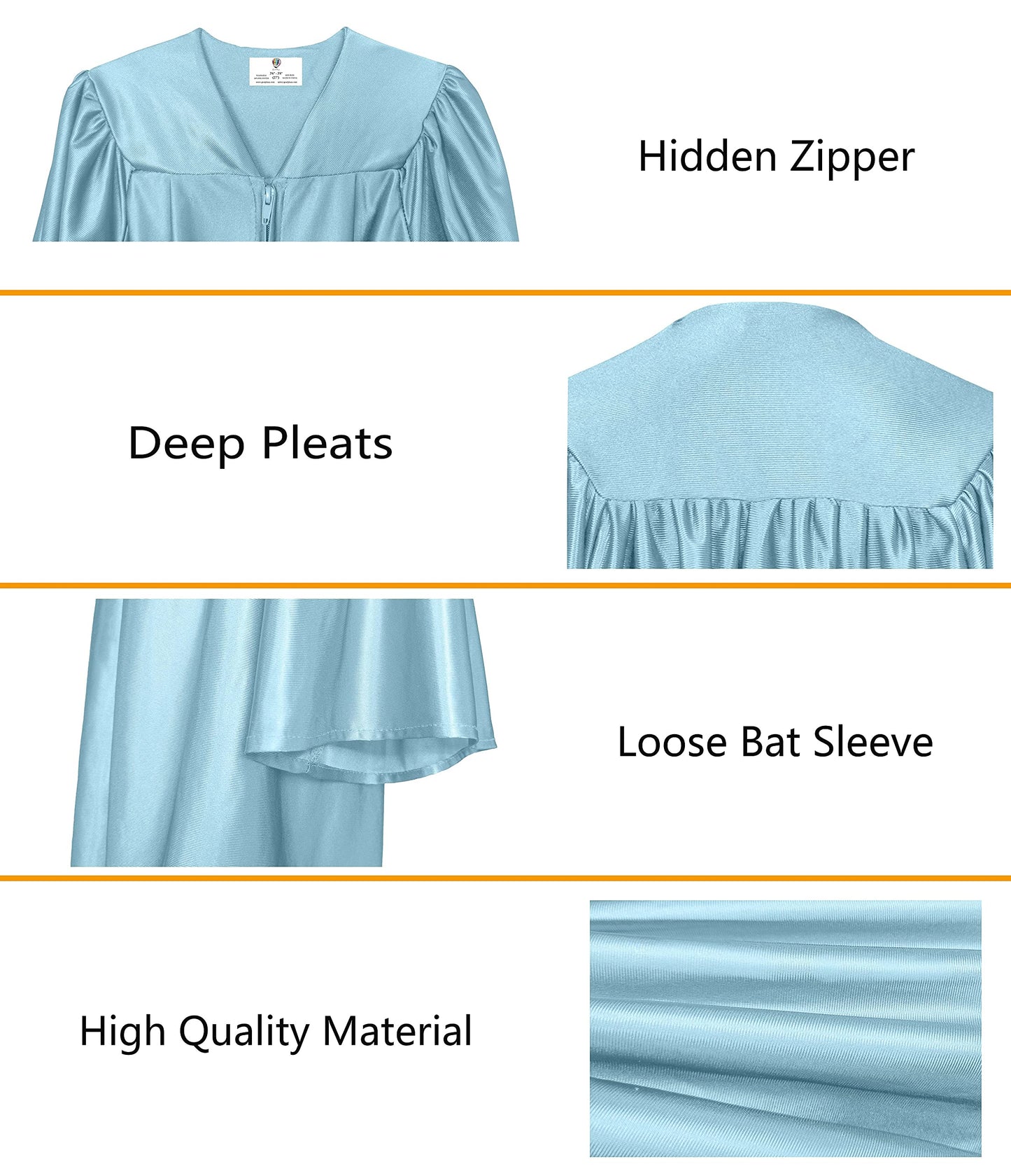 Gradplaza Shiny Choir Robe Kindergarten Preschool Graduation Gown Shiny Graduation Gown For Kids Sky Blue Size 27
