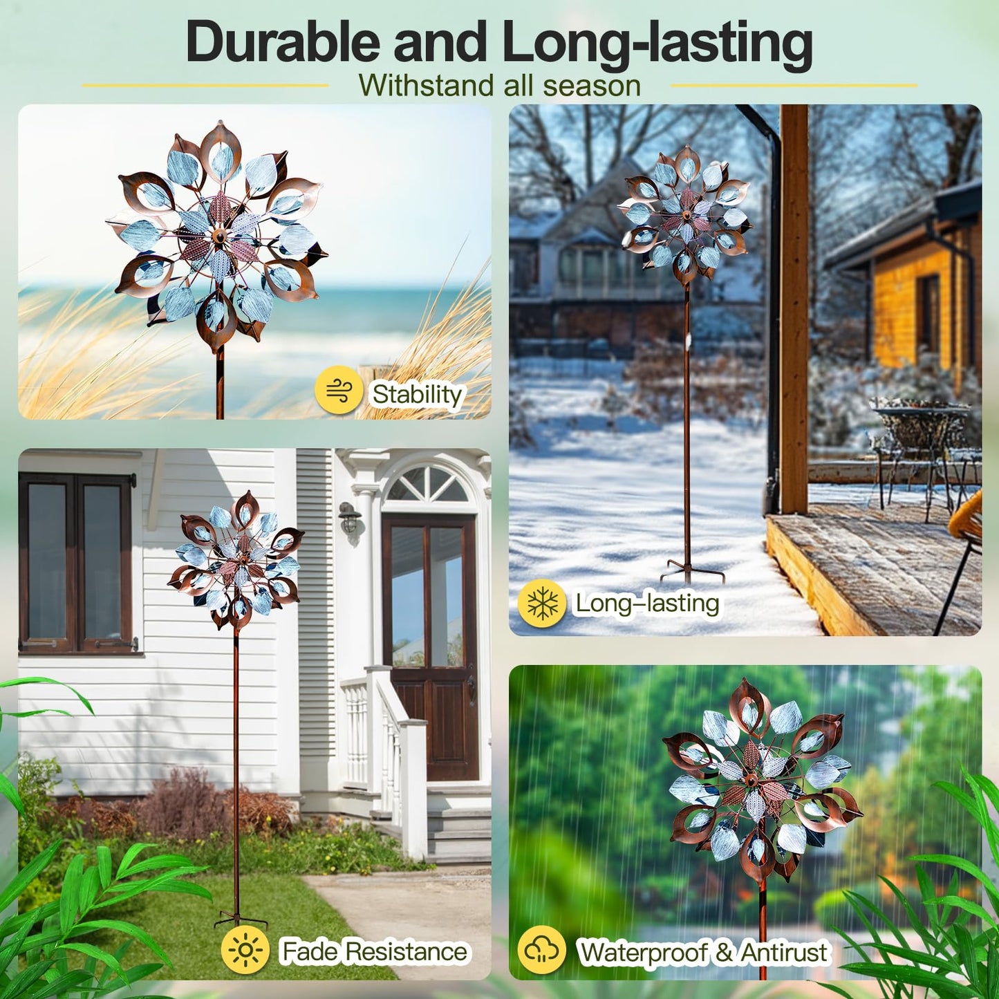 Lariander Wind Spinners Outdoor For Yard And Garden, Metal Large Wind Spinner & Sculptures 84 Inch, Garden Spinner Windmills For
