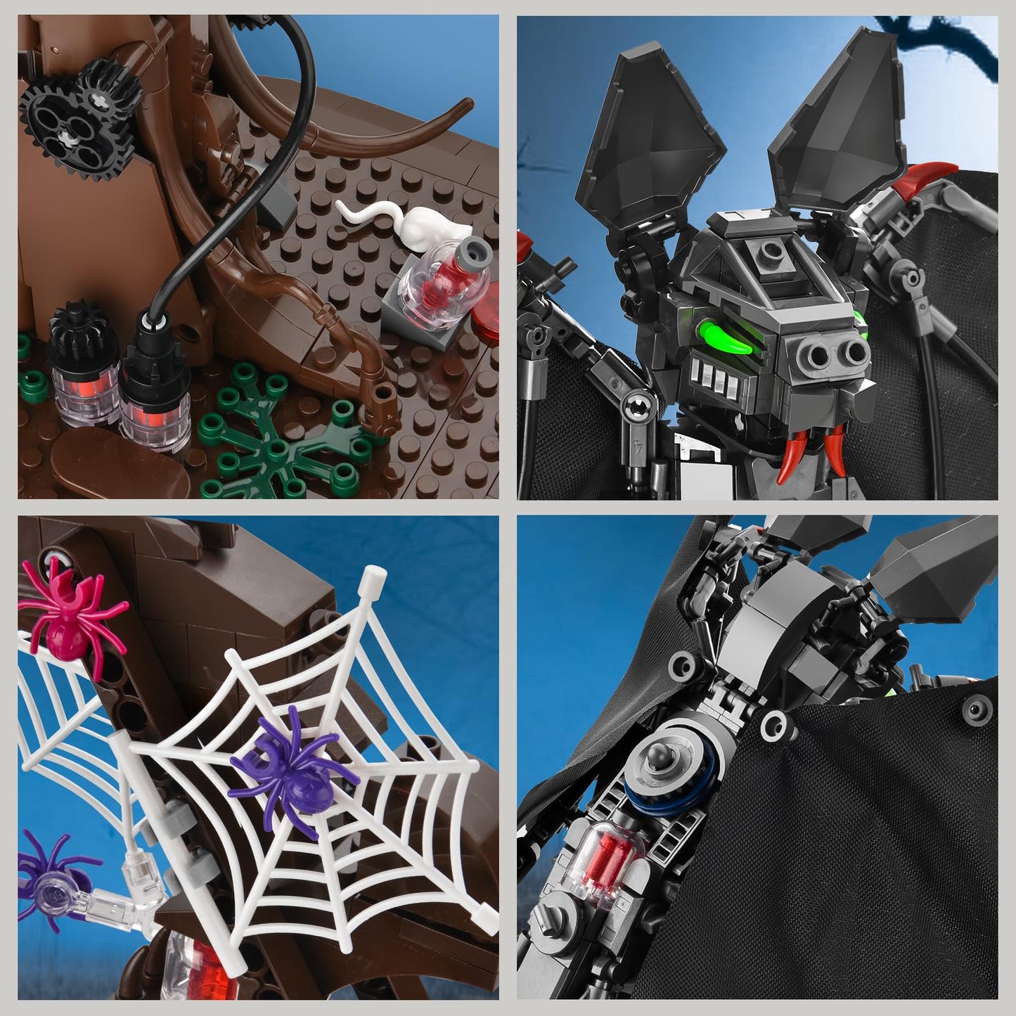 SATHIBI Mechanical Horror Bat Building Set - 839 PCS Black Plastic Collectible Toy for Adults & Teens 8+
