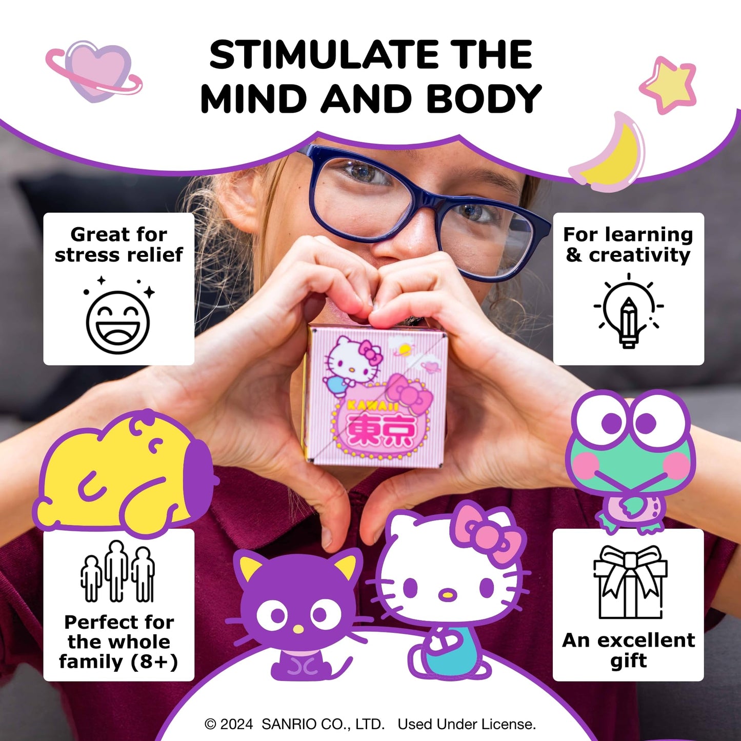 Shashibo Hello Kitty & Friends Shape Shifting Box - Award - Winning,Patented Magnetic Puzzle Cube W/ 36 Rare Earth Magnets - Fidget Toys For Adults & Kids 8+, Transform Into Over 70 Shapes (Kawaii)