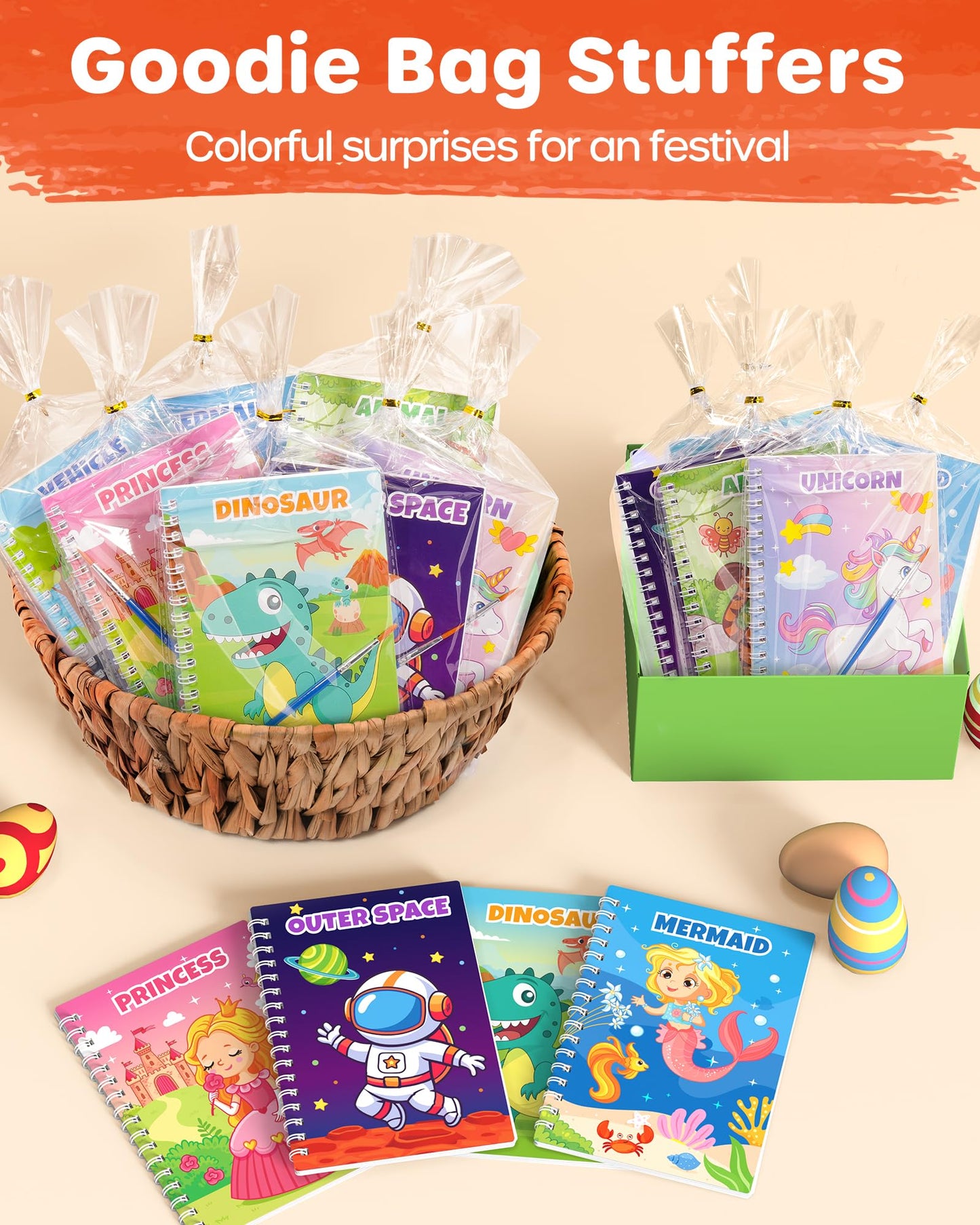 D-FantiX 24 Pack Paint with Water Coloring Books for Kids Ages 4-8-12, Birthday Party Favors Bulk Gifts Goodie Bag Stuffers, Art