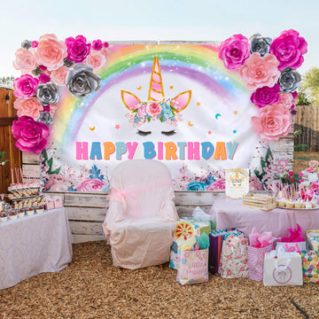Wernnsai Unicorn Backdrop 73'' X 43'' - Rainbow Unicorn Party Decorations For Girls Baby Shower Unicorn Theme Birthday Party Supplies Large Photography Background Wall Banner Room Decor