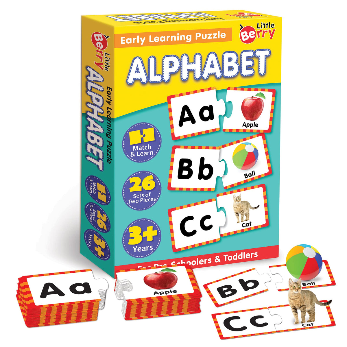 Little Berry Alphabet Early Learning Puzzle For Kids | 52 Thick Puzzle Pcs, 26 SelfCorrecting 2Pc Jigsaw Puzzles | 4 In 1 Educ