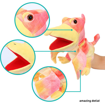 Cuteoy Plush Pterosaurus Hand Puppet Stuffed Animal Toy Open Movable Mouth Creative Role Play Storytelling Dinosaur Plushies Gifts For Kids Toddlers Birthday Christmas