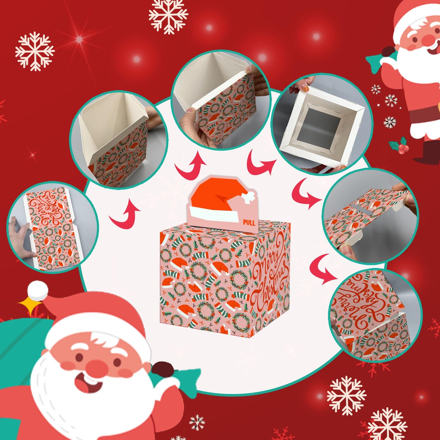 Surprise Money Box Gifts For Christmas, Money Gift Boxes Set For Women Men Girls Boys Friends, Santa Hat Decorations Box For Chr
