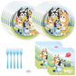 Unique Bluey Birthday Party Supplies Set for 16 Guests - Bluey Plates and Napkins, Forks, Sticker - Bluey Birthday Decorations, 