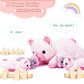 Ikasa Mommy Pig Stuffed Animal Mom And Baby Plush Toy,Cute 16' Soft Small Fluffy Mama Family Set Toys With Little Mini Babies,Gifts For Kid