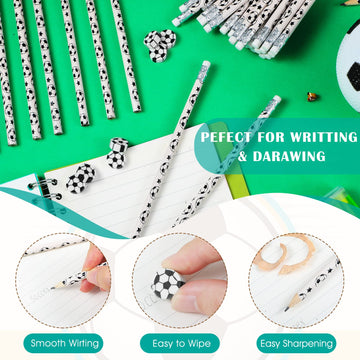 Tinlade 36 Pcs Sports Pencils For Kids Fun Wooden Pencils Boys Pencils For Kids Sports Themed Birthday Party Favors School Office Supplies(Soccer)