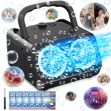 Bubble Machine,Upgraded Automatic Bubble Blower,Portable Bubbles Maker With 2 Fans,20000+ Bubble Per Minutes, Bubble Blower Powe