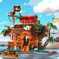 ONITUOFO Pirate Ship Tavern Building Set, 1312pcs Plastic Toy, Large Size, Blue & Red, Creative Gift for Ages 8-14, Home Office Decor