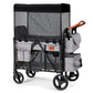 ZTDM Wagon Stroller for 2 Kids, High Seat & 5 Point Harness, Foldable All-Terrain Wagon for Toddler with Canopy, Parent Organize